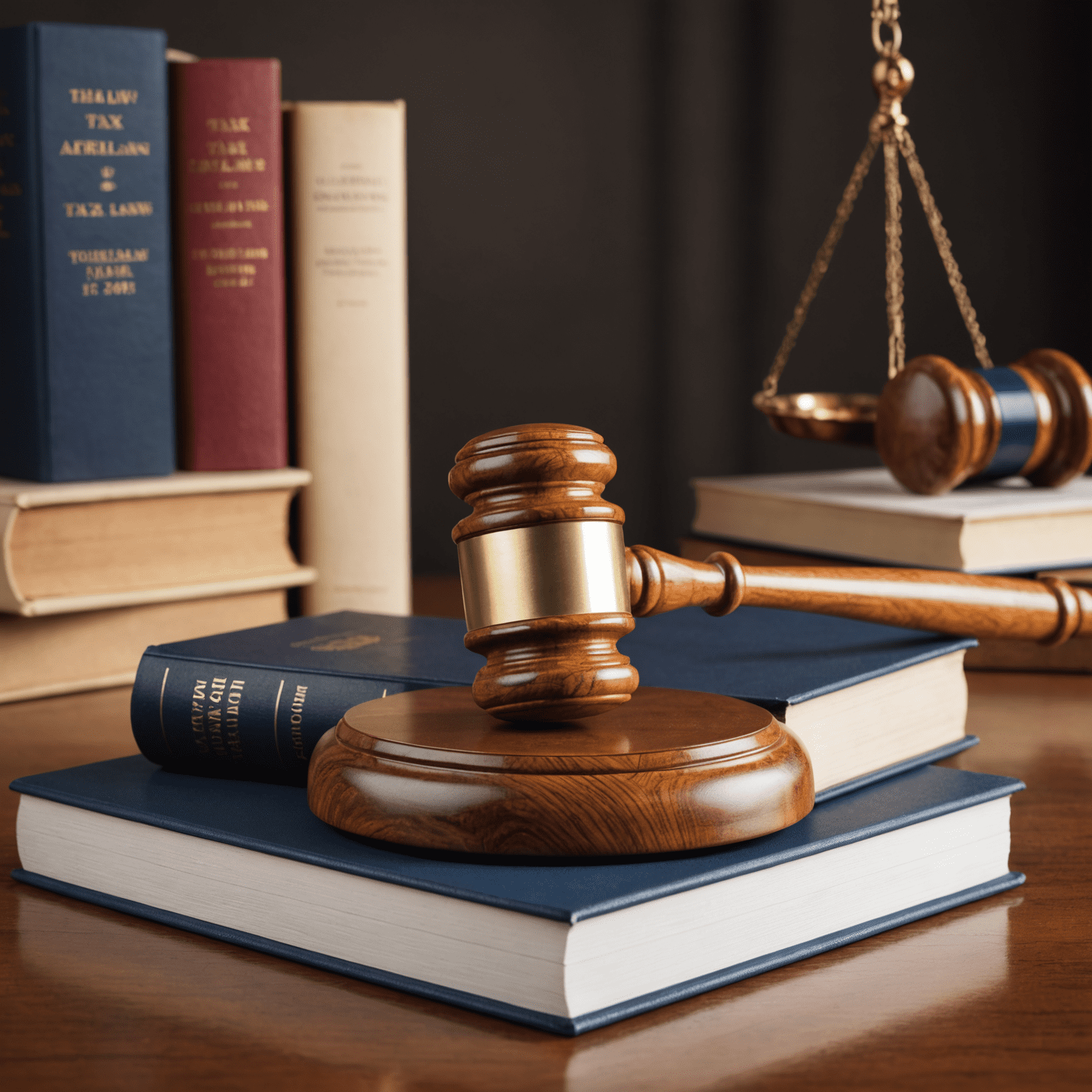 A gavel on a desk with tax law books in the background, representing South African tax laws