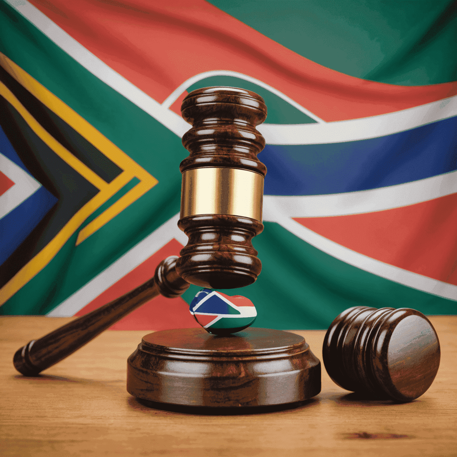 A gavel on top of a South African flag, representing the importance of navigating South African tax laws for businesses.